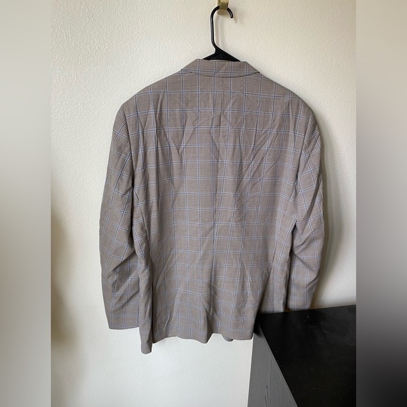 Peter Millar Men's Windowpane Plaid 100% Wool Blazer Brown Size 46T Sport Coat - Picture 2 of 10